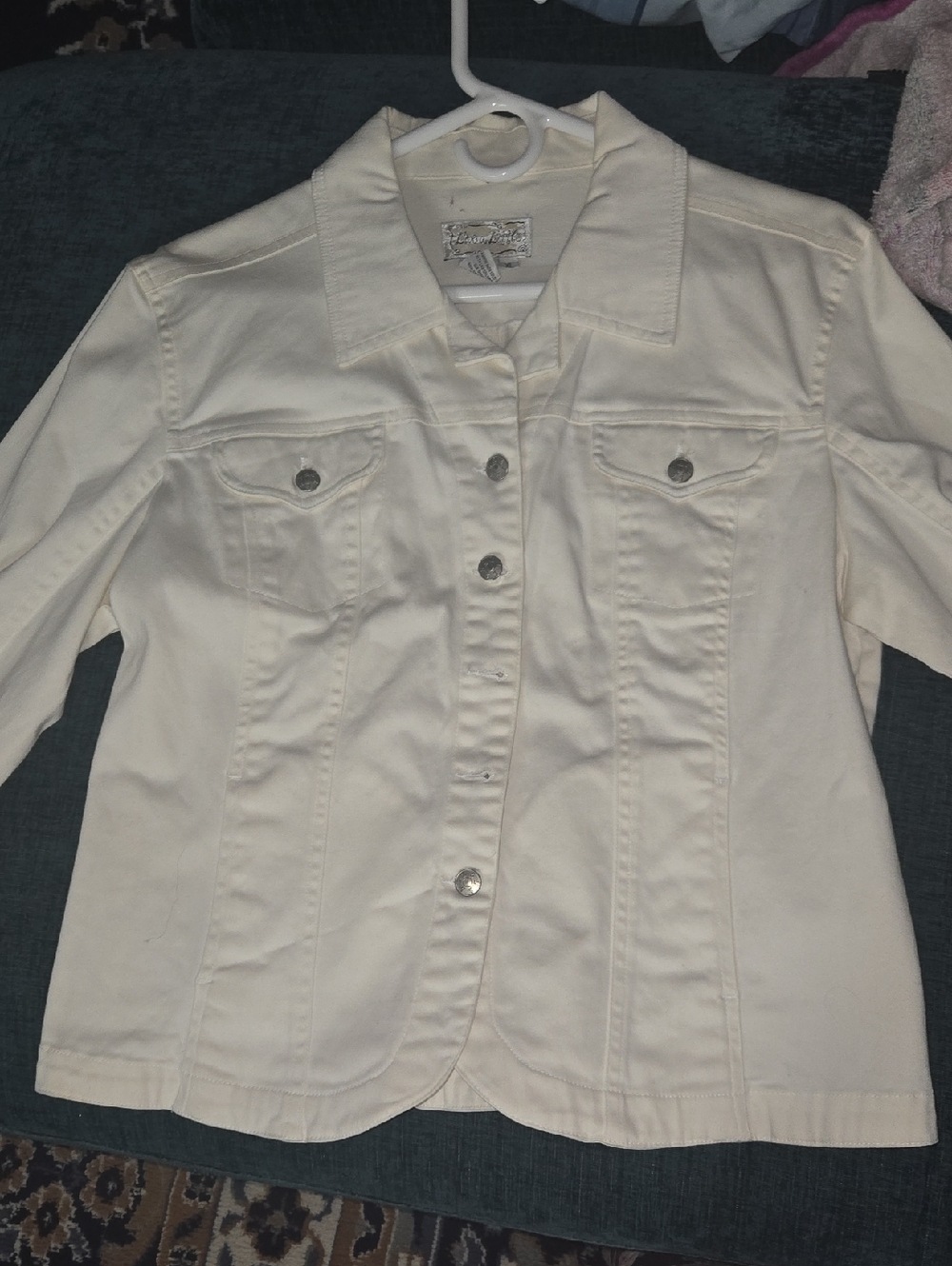 Live a Little Cream Button-Up Denim Jacket